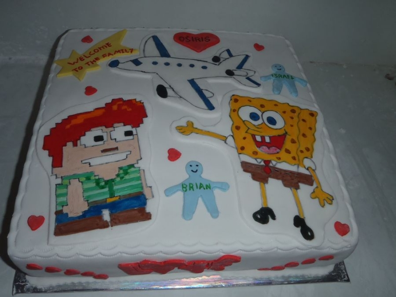 עוגת יום הולדת גרוטופיה בוב ספוג ו מטוס