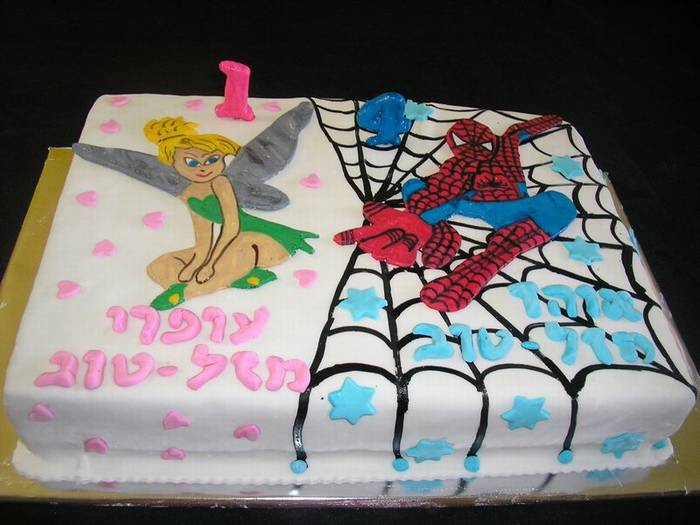 עוגת יום הולדת ספידרמן ו טינקרבל