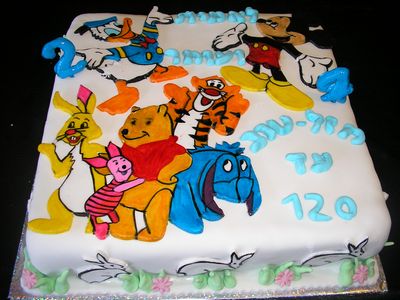 עוגת יום הולדת פו הדב וחבריו מיקי מאוס ו דונאלד דק