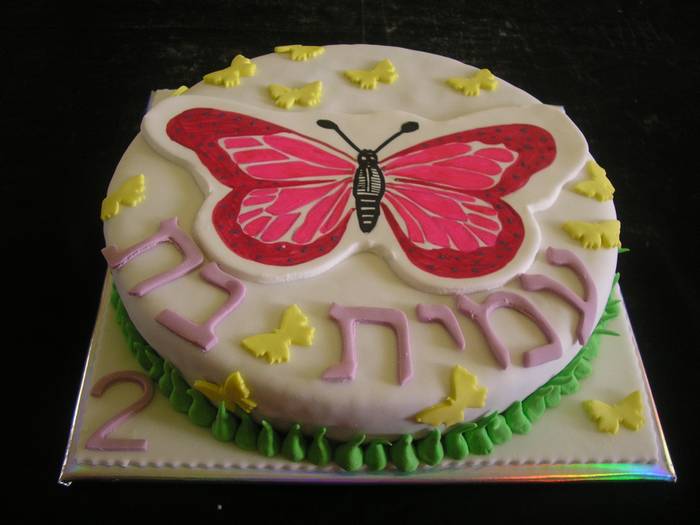 עוגת יום הולדת שוקולד פרפר מעוצב ומצוייר